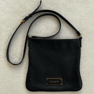 Marc Jacobs Black Pebbled Leather Crossbody Gold Hardware